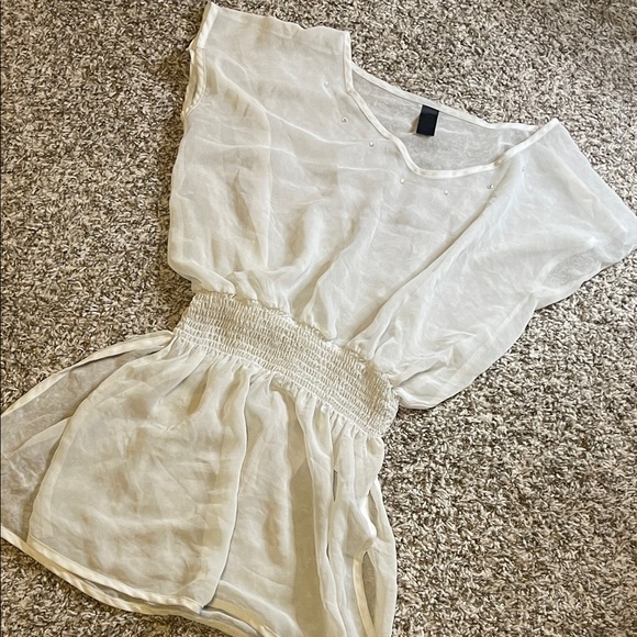 Sheer White swim coverup dress - Picture 1 of 11